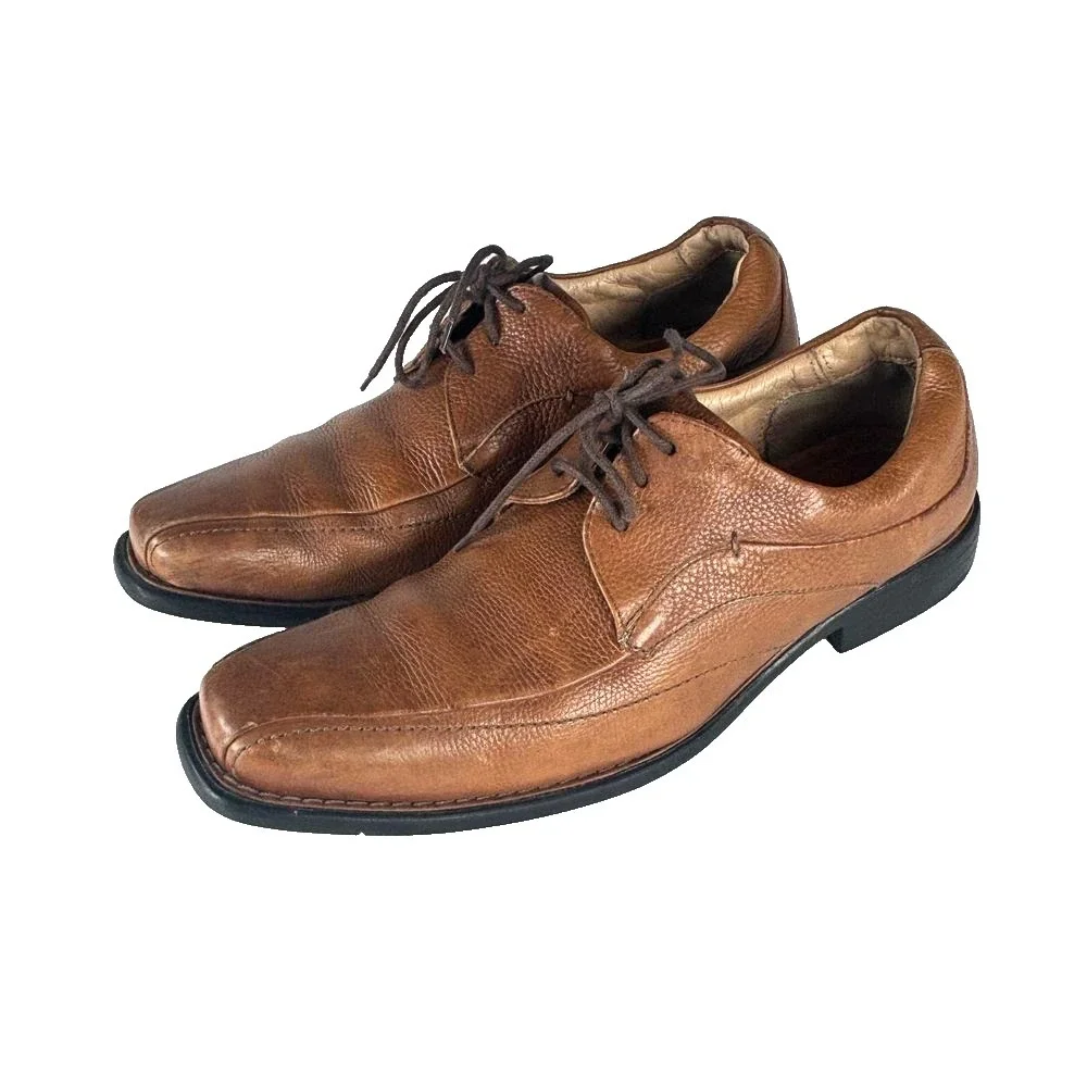 JOHNSTON & MURPHY Brown Leather‎ Dress Shoes Mens 10M Casual Comfort Sheepskin